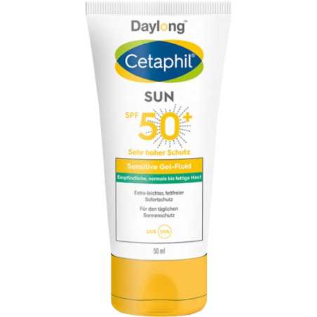 Opalovací gelový fluid pro citlivou až mastnou pleť SPF 50+ Cetaphil Sun (Sensitive Gel-Fluid) Aveda - 50 ml