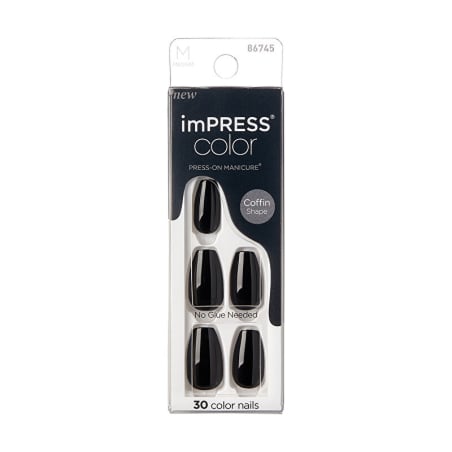 Samolepící nehty imPRESS Color MC All Black Aveda - 30 ks