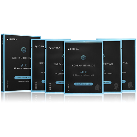 Sada hydratačních plátýnkových masek s 8 typy kyseliny hyaluronové Korean Heritage 5 × Aveda - 25 g