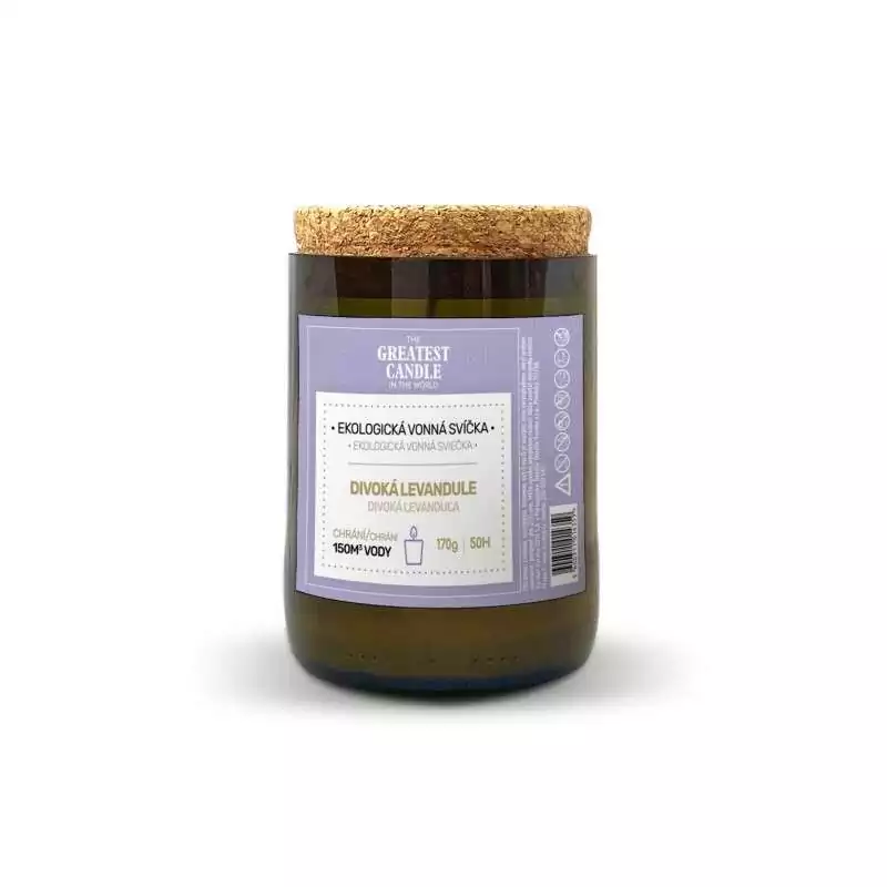 Svíčka v lahvi od vína divoká levandule The Greatest Candle - 170 g Svíčka v lahvi od vína divoká levandule The Greatest Candle - 170 g
