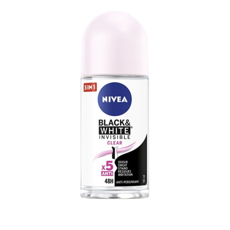 Kuličkový antiperspirant Invisible For Black & White Clear Nivea - 50 ml