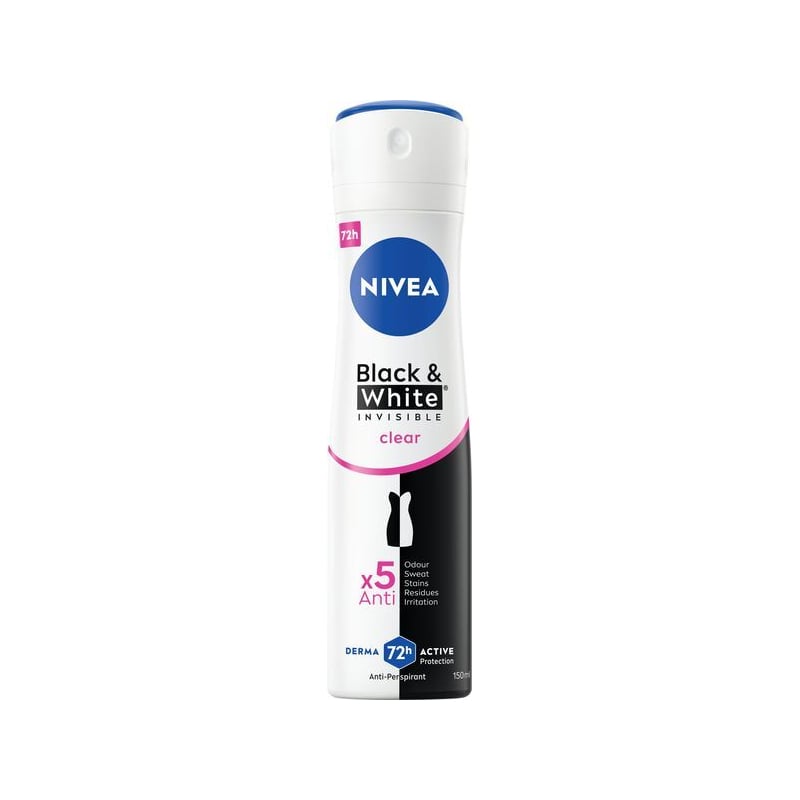 Antiperspirant ve spreji Invisible For Black & White Clear Nivea - 150 ml Antiperspirant ve spreji Invisible For Black & White Clear Nivea - 150 ml