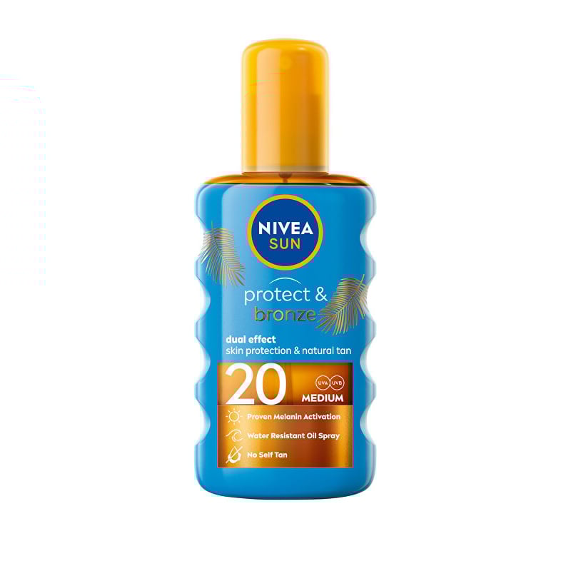 Olej na opalování ve spreji podporující zhnědnutí SPF 20 Sun (Protect & Bronze Oil) Nivea - 200 ml Olej na opalování ve spreji podporující zhnědnutí SPF 20 Sun (Protect & Bronze Oil) Nivea - 200 ml