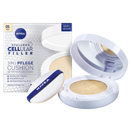 Pečující tónovací krém v houbičce 3 v 1 Hyaluron Cellular Filler Nivea / Odstín: 02 Medium - 15 g