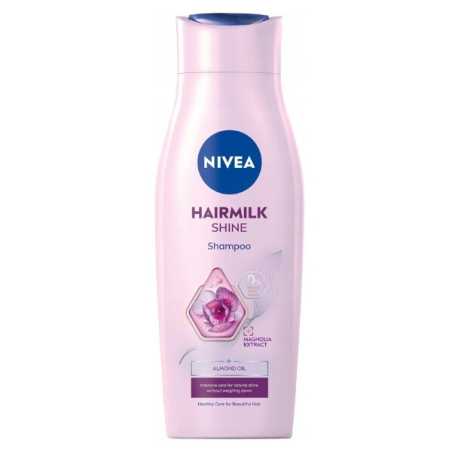 Pečující šampon s mléčnými a hedvábnými proteiny na unavené vlasy bez lesku Hairmilk Shine (Care Shampoo) Nivea - 250 ml