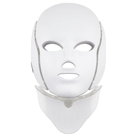 Ošetřující LED maska na obličej a krk bílá (LED Mask + Neck 7 Colors White) Palsar 7