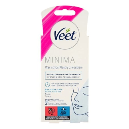 Hypoalergenní voskové pásky na obličej Minima Veet - 20 ks