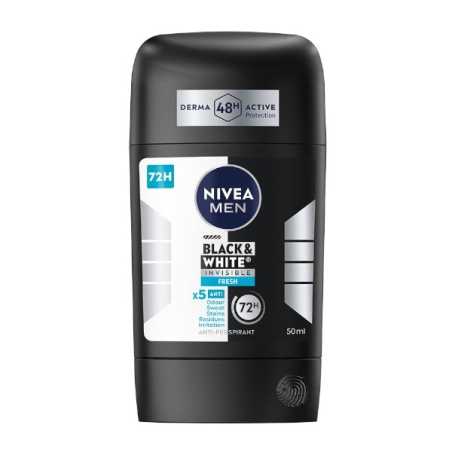 Tuhý antiperspirant Black & White Invisible Fresh Nivea - 50 ml