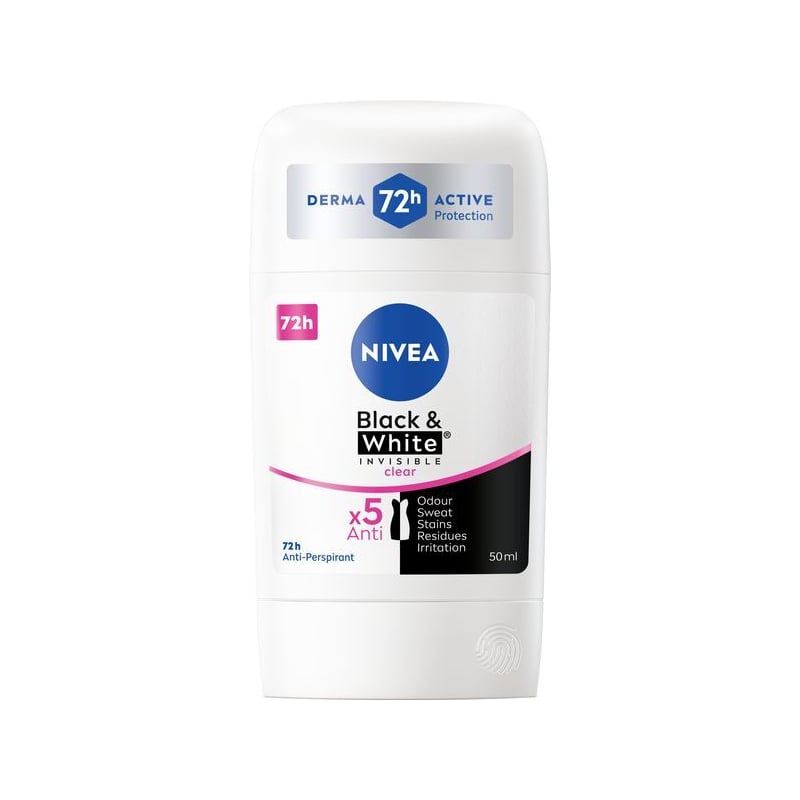 Tuhý antiperspirant Invisible For Black & White Clear Nivea - 50 ml Tuhý antiperspirant Invisible For Black & White Clear Nivea - 50 ml