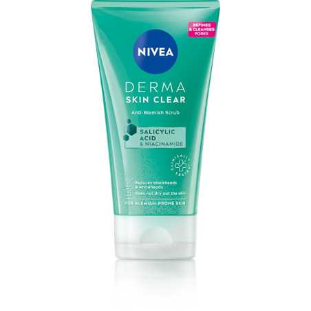 Čisticí pleťový peeling Derma Skin Clear (Anti-Blemish Scrub) Nivea - 150 ml