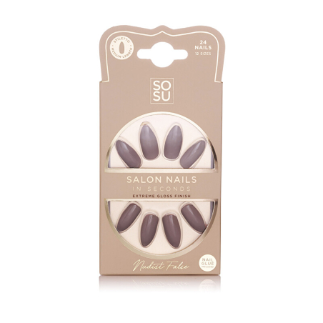 Umělé nehty Nudist (Salon Nails) SOSU Cosmetics - 24 ks
