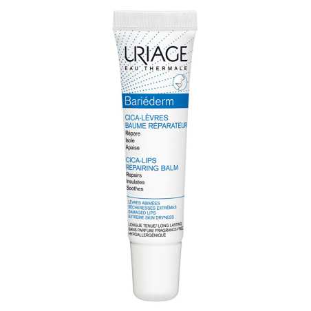 Regenerační balzám na vysušené a rozpraskané rty Bariéderm (Cica Lips Protection Balm) Uriage - 15 ml