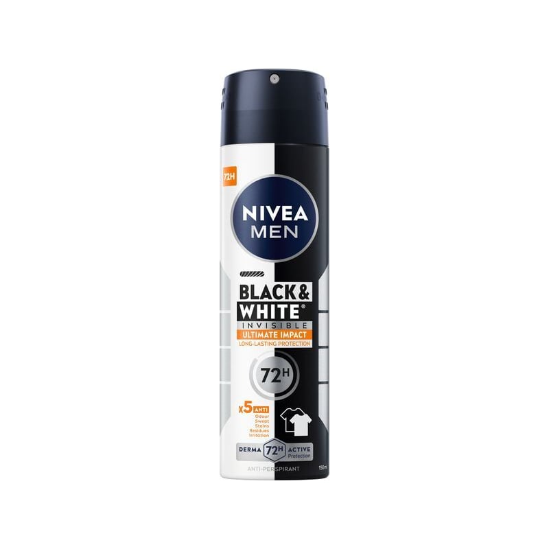 Antiperspirant ve spreji Men Invisible Black & White Ultimate Impact Nivea - 150 ml Antiperspirant ve spreji Men Invisible Black & White Ultimate Impact Nivea - 150 ml