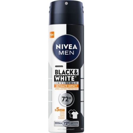 Antiperspirant ve spreji Men Invisible Black & White Ultimate Impact Nivea - 150 ml