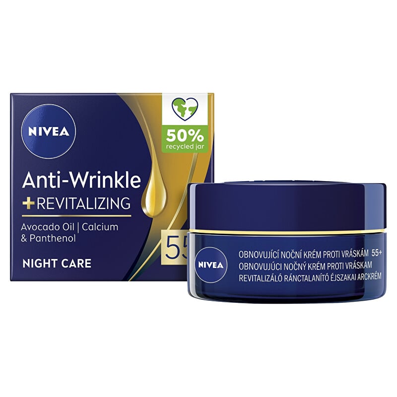 Obnovující noční krém proti vráskám 55+ (Anti-Wrinkle + Revitalizing) Nivea - 50 ml Obnovující noční krém proti vráskám 55+ (Anti-Wrinkle + Revitalizing) Nivea - 50 ml