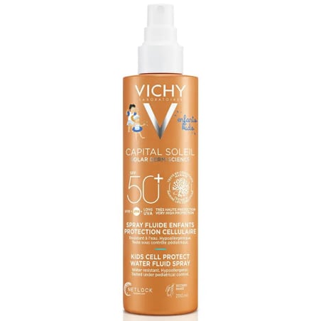 Dětský sprej na opalování SPF 50+ Capital Soleil (Kids Cell Protect Water Fluid Spray) Vichy - 200 ml