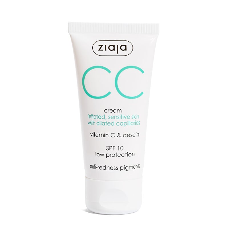 CC krém pro podrážděnou a citlivou pleť s rozšířenými žilkami SPF 10 (CC Cream) Ziaja - 50 ml CC krém pro podrážděnou a citlivou pleť s rozšířenými žilkami SPF 10 (CC Cream) Ziaja - 50 ml