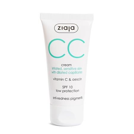CC krém pro podrážděnou a citlivou pleť s rozšířenými žilkami SPF 10 (CC Cream) Ziaja - 50 ml