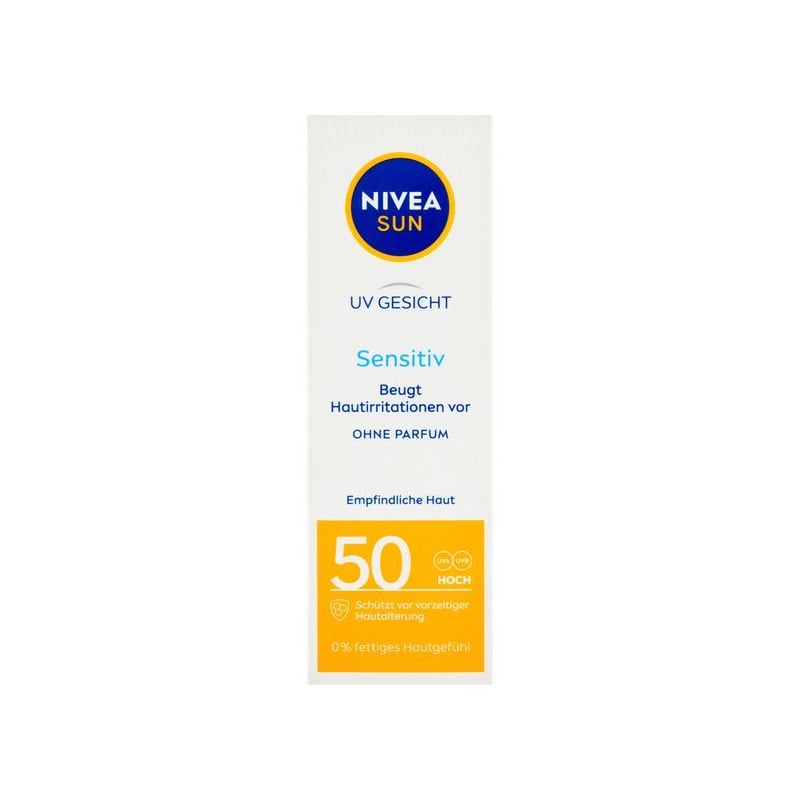 Pleťový krém na opalování pro citlivou pleť Sensitive SPF 50 (Sun Allergy Protection) Nivea - 50 ml Pleťový krém na opalování pro citlivou pleť Sensitive SPF 50 (Sun Allergy Protection) Nivea - 50 ml