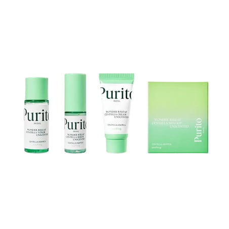Dárková sada neparfemované pleťové péče Wonder Releaf Centella Unscented Mini Kit PURITO