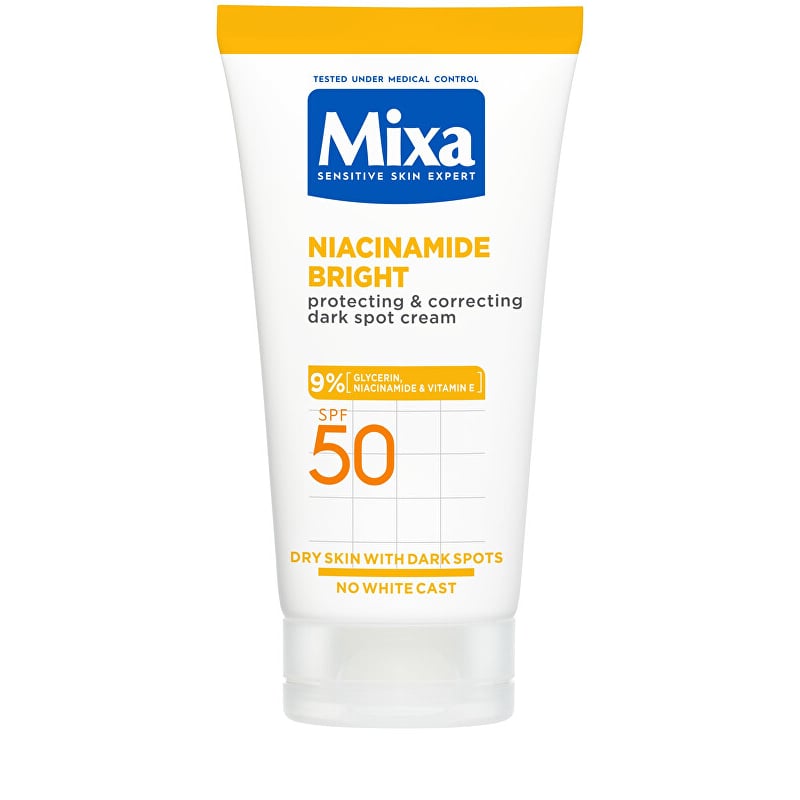 Ochranný a korekční krém proti tmavým skvrnám SPF 50 Niacinamide Bright (Protecting & Correcting Dark Spot Cream) Mixa - 50 ml Ochranný a korekční krém proti tmavým skvrnám SPF 50 Niacinamide Bright (Protecting & Correcting Dark Spot Cream) Mixa - 50 ml