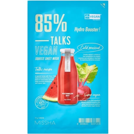 Veganská pleťová maska Talks Vegan Squeeze Hydro Booster (Sheet Mask) Missha - 27 g