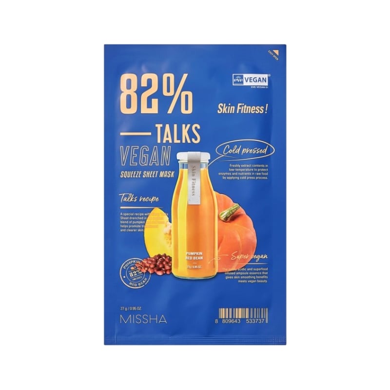 Veganská pleťová maska Talks Vegan Squeeze Skin Fitness (Sheet Mask) Missha - 27 g