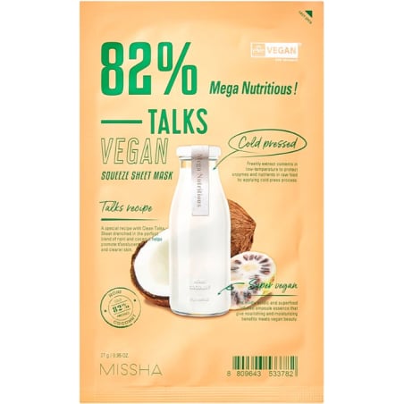 Veganská pleťová maska Talks Vegan Squeeze Mega Nutritious (Sheet Mask) Missha - 27 g