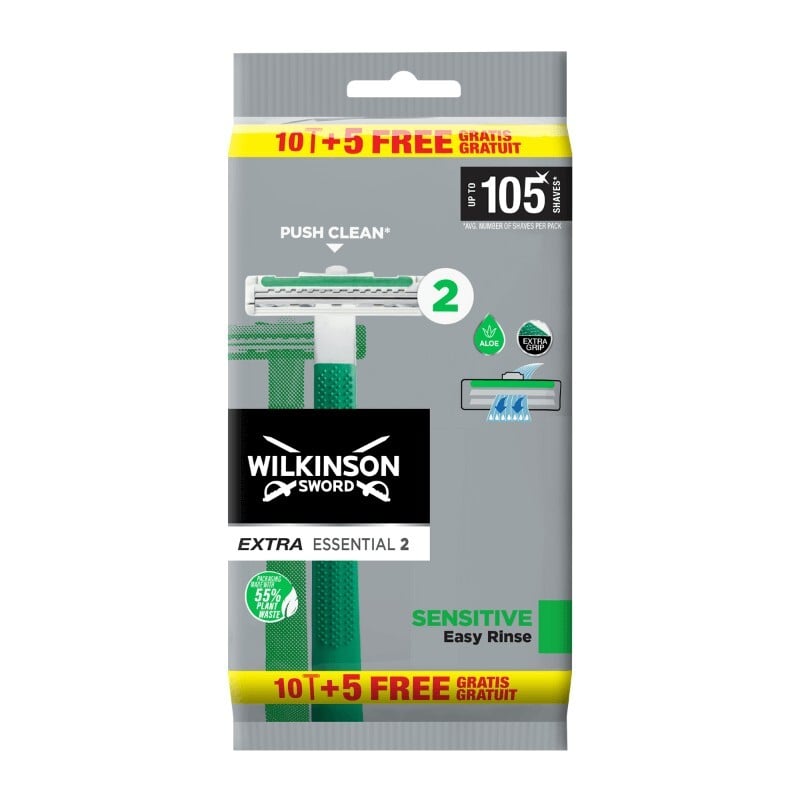 Jednorázový holicí strojek Extra Essential 10 + Wilkinson Sword - 5 ks Jednorázový holicí strojek Extra Essential 10 + Wilkinson Sword - 5 ks