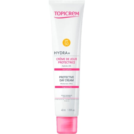 Hydratační denní krém pro citlivou pleť SPF 50 HYDRA+ (Protective Day Cream) Topicrem - 40 ml