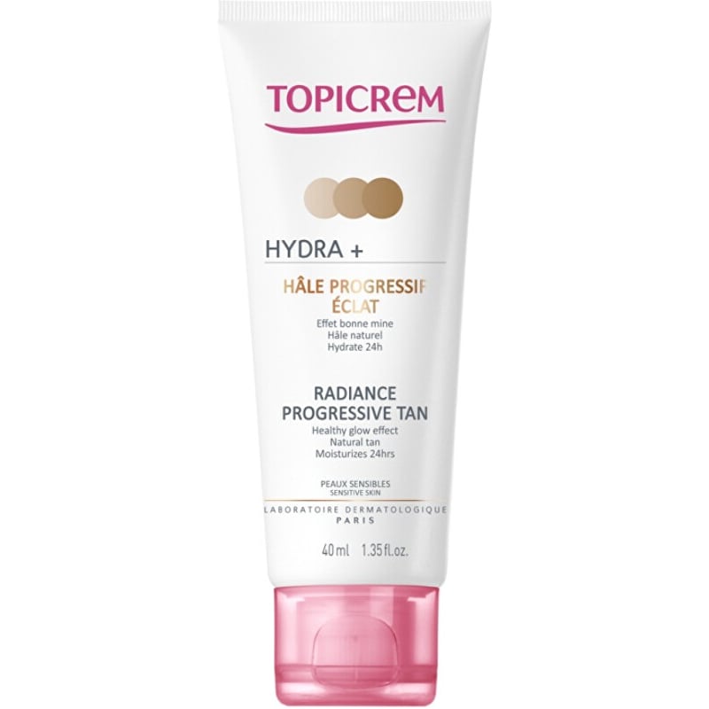 Samoopalovací krém s postupným efektem pro citlivou pleť HYDRA+ (Radiance Progressive Tan) Topicrem - 40 ml