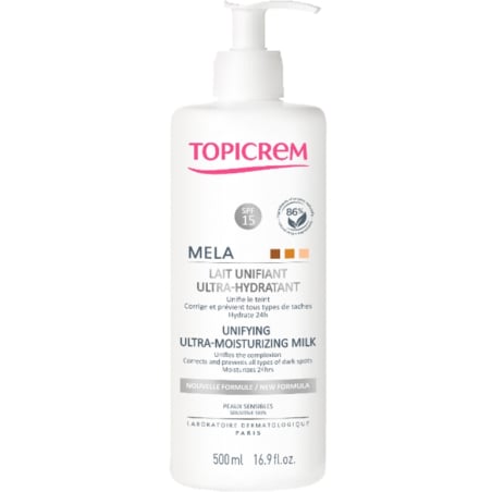 Rozjasňující tělové mléko pro citlivou pokožku MELA (Unifying Ultra-Moisturising Milk) Topicrem - 200 ml
