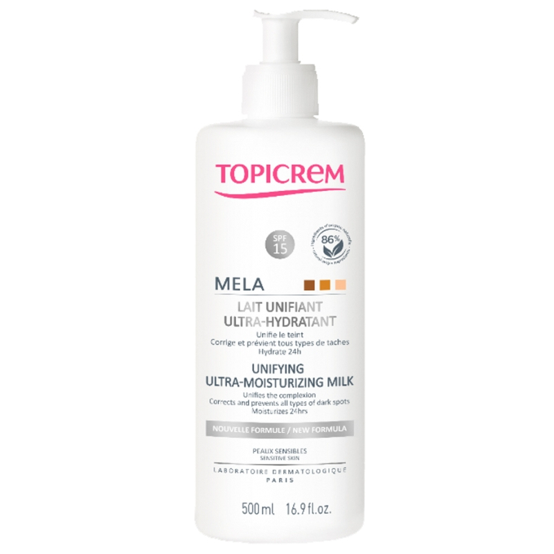 Rozjasňující tělové mléko pro citlivou pokožku MELA (Unifying Ultra-Moisturising Milk) Topicrem - 500 ml Rozjasňující tělové mléko pro citlivou pokožku MELA (Unifying Ultra-Moisturising Milk) Topicrem - 500 ml