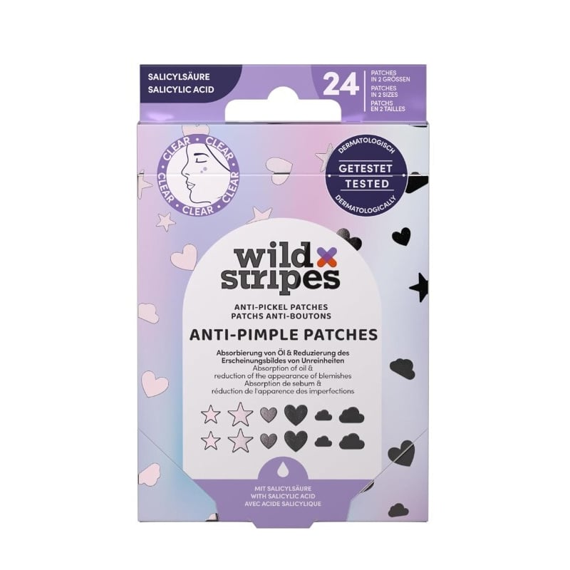 Hydrokoloidní náplasti na akné s kyselinou salicylovou Holo Clear (Anti-Pimple Patches) Wild Stripes - 24 ks Hydrokoloidní náplasti na akné s kyselinou salicylovou Holo Clear (Anti-Pimple Patches) Wild Stripes - 24 ks
