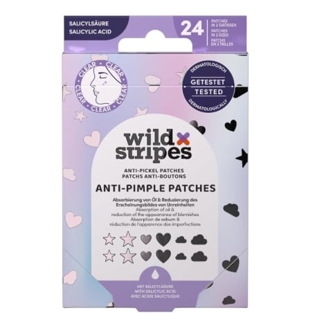 Hydrokoloidní náplasti na akné s kyselinou salicylovou Holo Clear (Anti-Pimple Patches) Wild Stripes - 24 ks