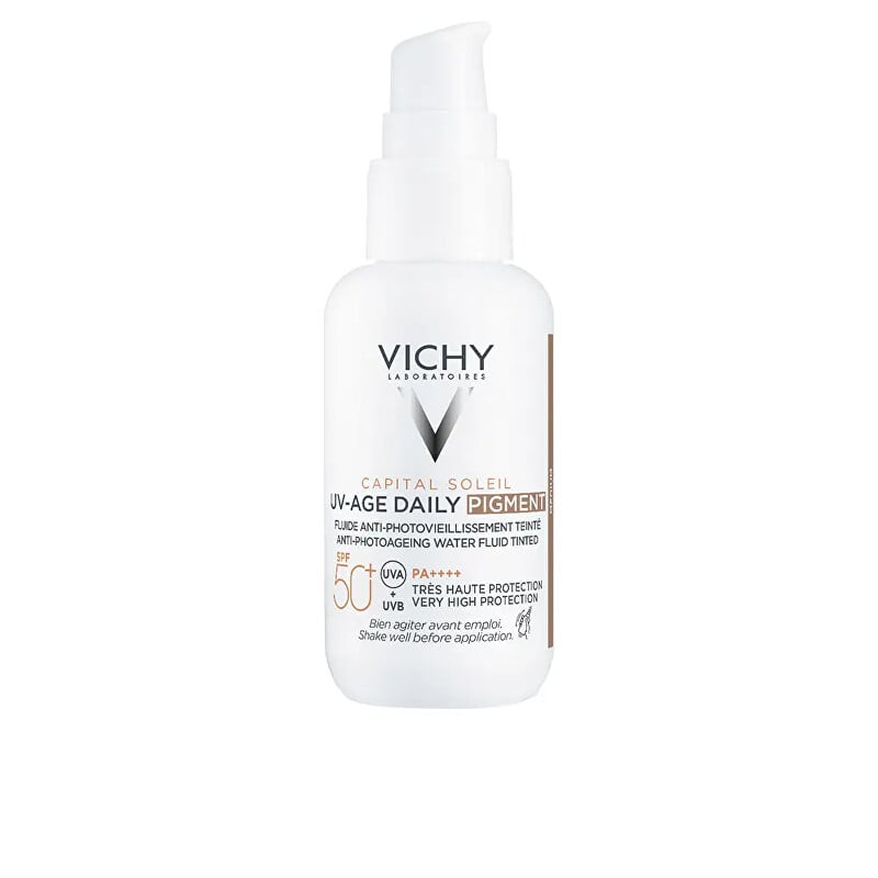Tónovaný fluid bránící fotostárnutí SPF 50+ Capital Soleil UV-Age Daily Pigment (Fluid) Vichy - 40 ml Tónovaný fluid bránící fotostárnutí SPF 50+ Capital Soleil UV-Age Daily Pigment (Fluid) Vichy - 40 ml