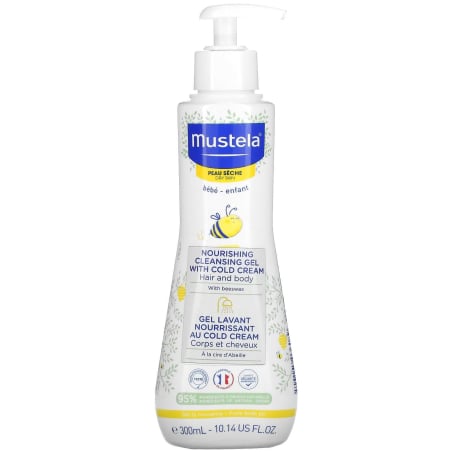 Dětský vyživující čisticí gel se včelím voskem pro suchou pokožku (Nourishing Cleansing Gel with Cold Cream) Mustela - 300 ml