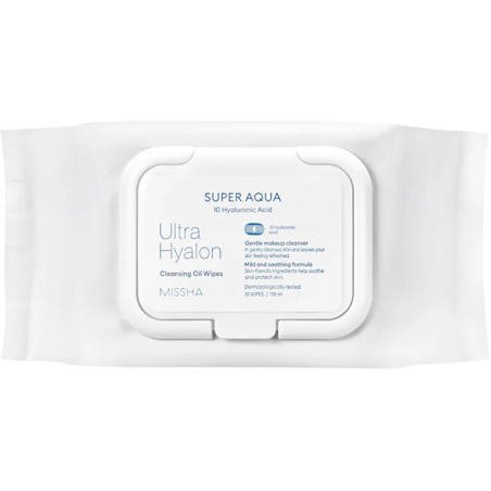 Odličovací pleťové ubrousky Super Aqua Ultra Hyalon (Cleansing Oil Wipes) Missha / Varianta: 30 ks - 30 ks