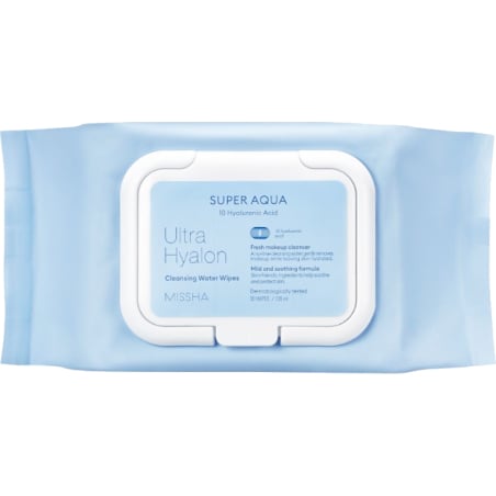 Odličovací pleťové ubrousky Super Aqua Ultra Hyalon (Cleansing Water Tissue) Missha - 30 ks