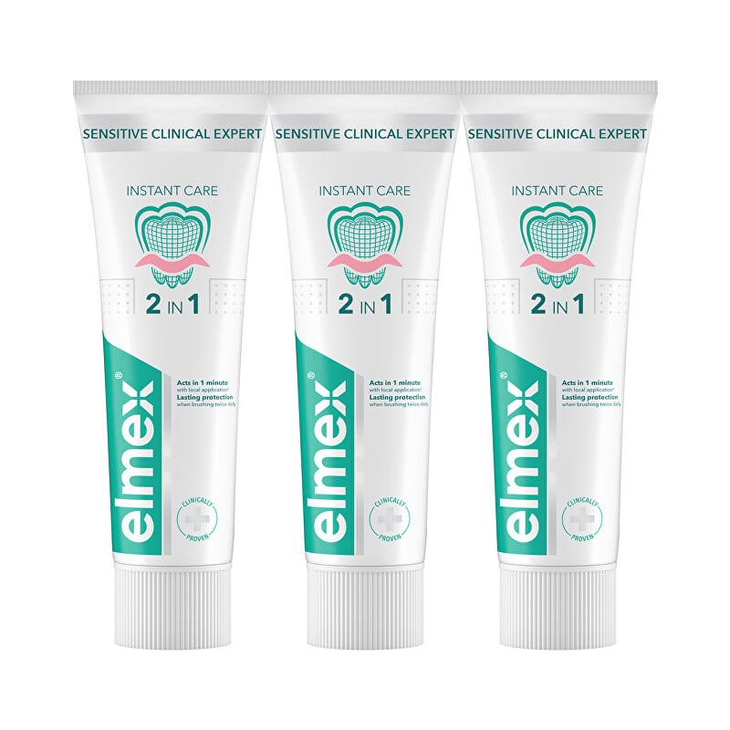 Zubní pasta Sensitive Clinical Expert Instant Care Trio Elmex - 3 x 75 ml Zubní pasta Sensitive Clinical Expert Instant Care Trio Elmex - 3 x 75 ml
