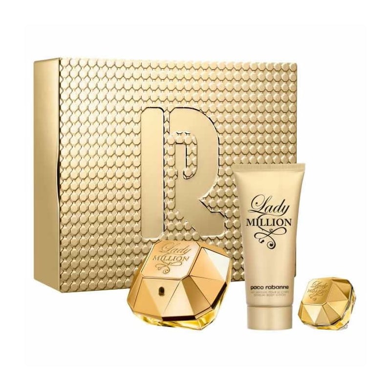 Lady Million / EDP 80 ml + tělové mléko 100 ml + EDP Rabanne - 5 ml Lady Million / EDP 80 ml + tělové mléko 100 ml + EDP Rabanne - 5 ml
