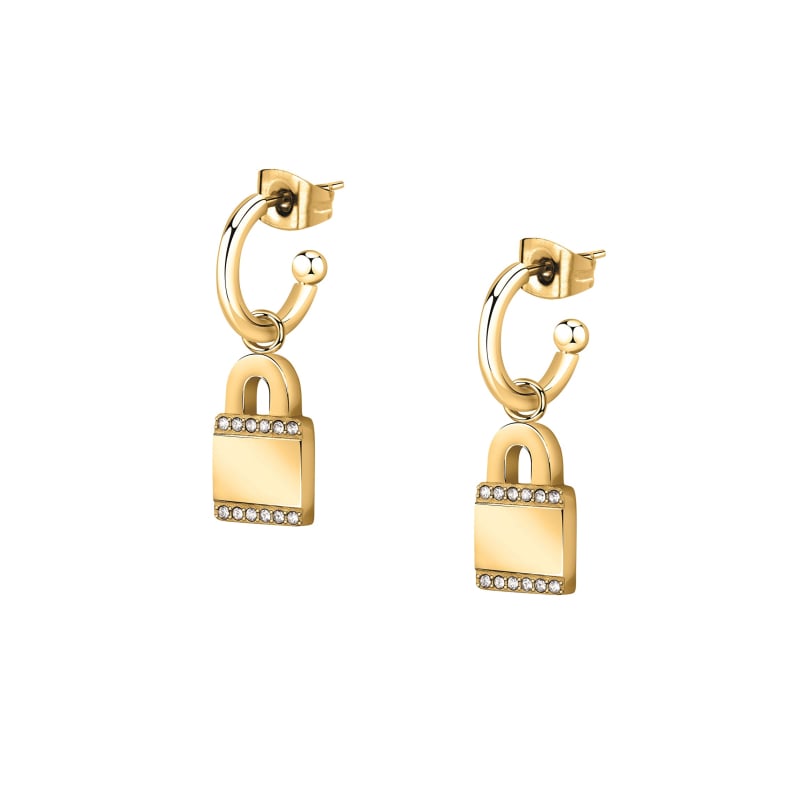 Pozlacené kruhové náušnice Visací zámky 2v1 Mascotte SAVL09 Morellato