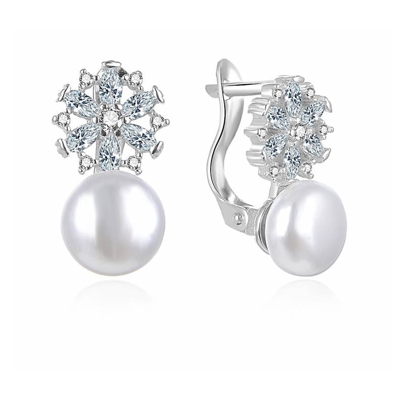 Elegantní stříbrné náušnice s perlami a zirkony E0002566 Moiss Elegantní stříbrné náušnice s perlami a zirkony E0002566 Moiss
