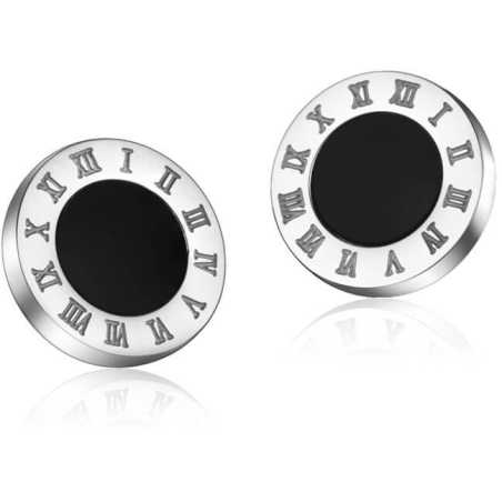 Ocelové náušnice s černým středem KE-015 Troli