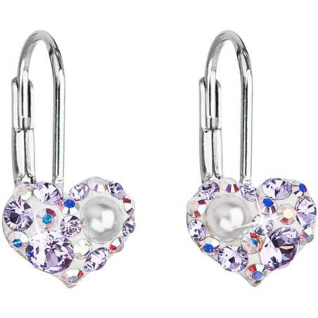 Srdíčkové náušnice s krystaly Swarovski 31125.9 violet Evolution Group
