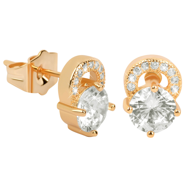 Pozlacené třpytivé náušnice s čirými krystaly Troli Pozlacené třpytivé náušnice s čirými krystaly Troli