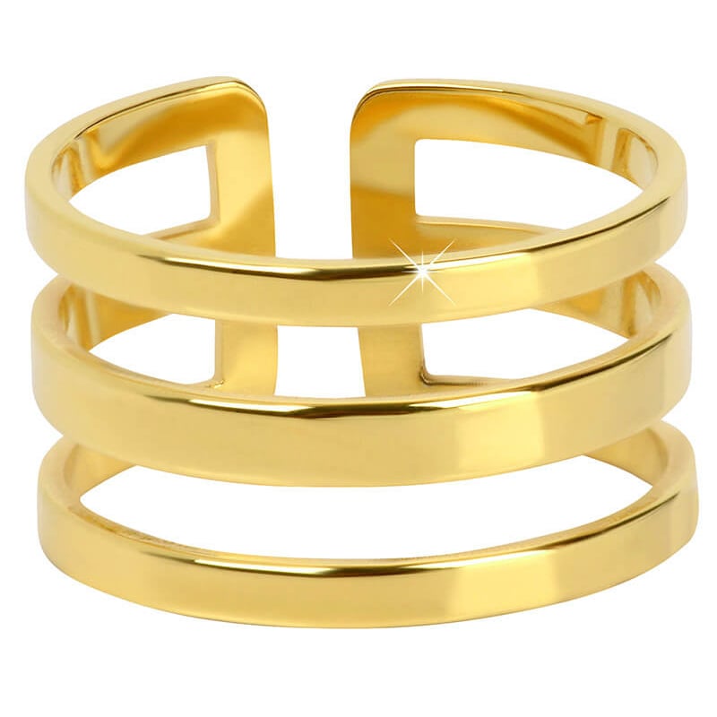 Stylový trojitý prsten z pozlacené oceli Troli