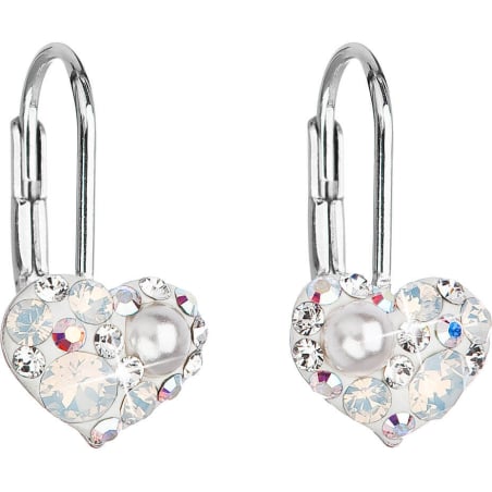 Srdíčkové náušnice s krystaly Swarovski 31125.9 white Evolution Group