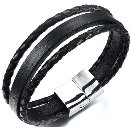 Náramek ze tří kožených pásků Leather Troli