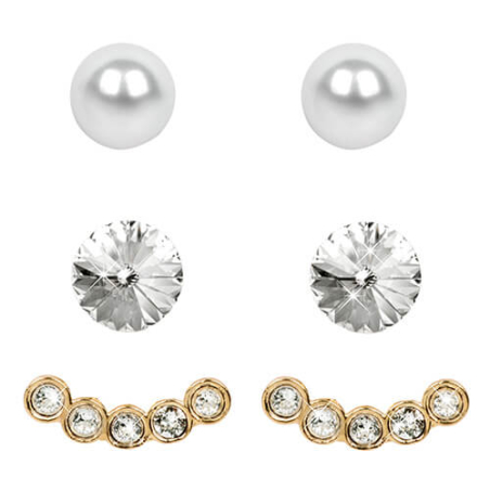 Náušnice Set Ear Cuff 4 v 1 Gold Crystal White Levien